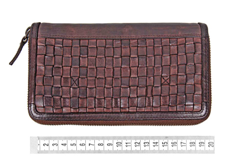Kožená dl. peněženka proplétaná zip GC 4508106