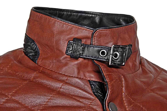 detail Kožená pánská zimní bunda prošívaná, VĚTŠÍ VELIKOST
