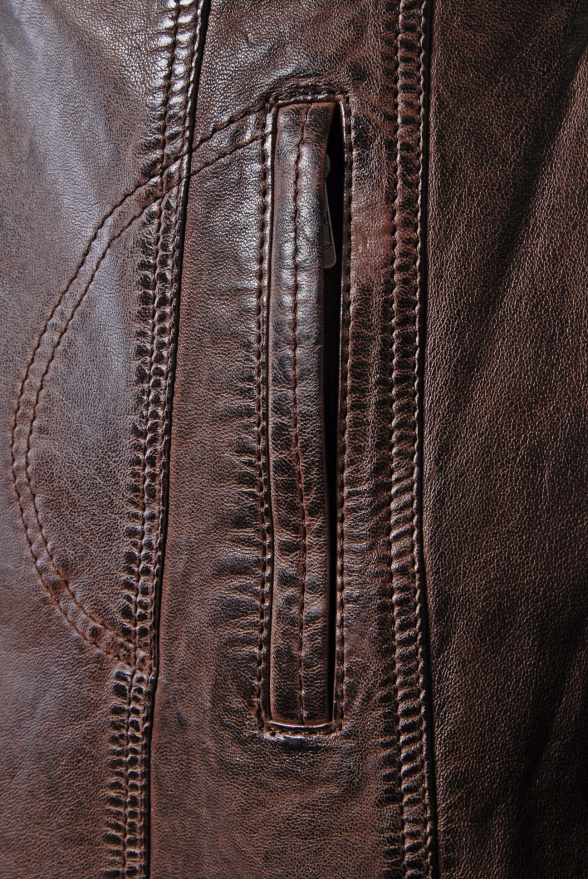 detail Kožený dámský kabátek kratší, VĚTŠÍ VELIKOST