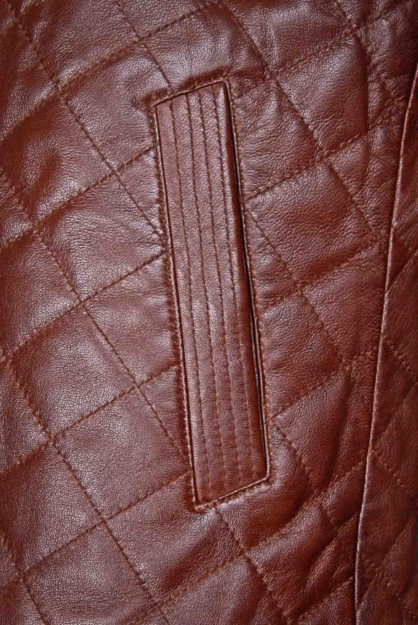 detail Kožená pánská zimní bunda prošívaná, VĚTŠÍ VELIKOST