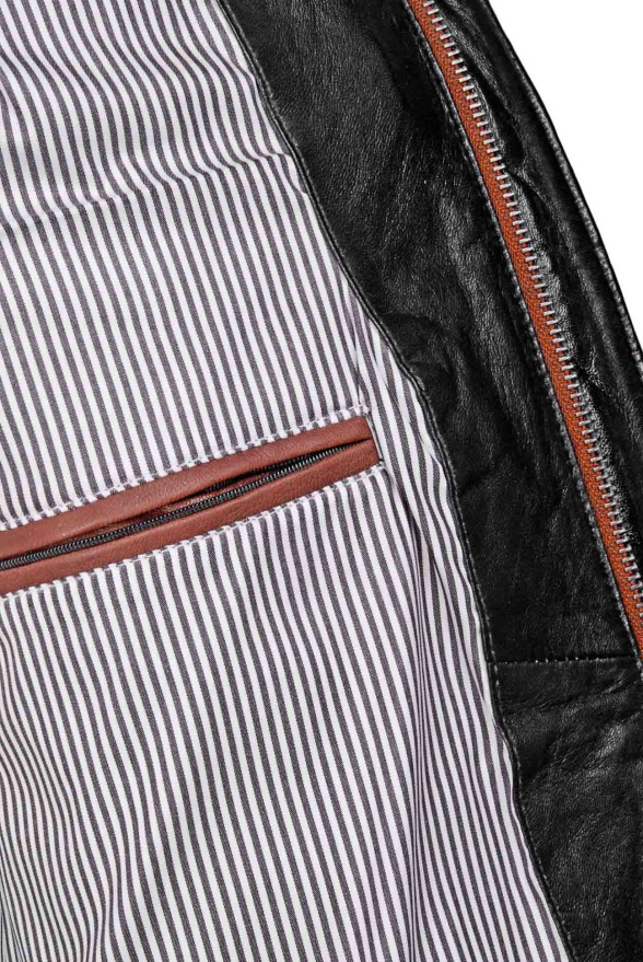 detail Kožená pánská zimní bunda prošívaná, VĚTŠÍ VELIKOST